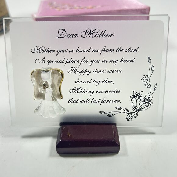 Other - Vintage Glass Mother Poem Plaque Keepsake Figure Miniature Angel Gift Boxed